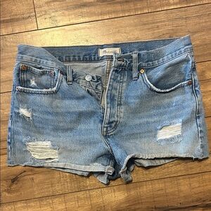 Madewell Faded Blue Ripped Jean Shorts